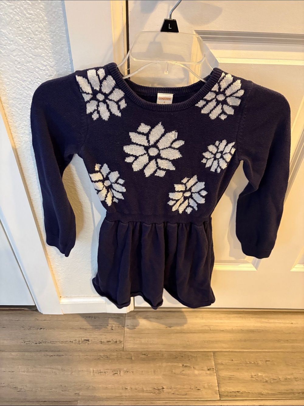 Gymboree Navy Knit Dress with White Floral Pattern